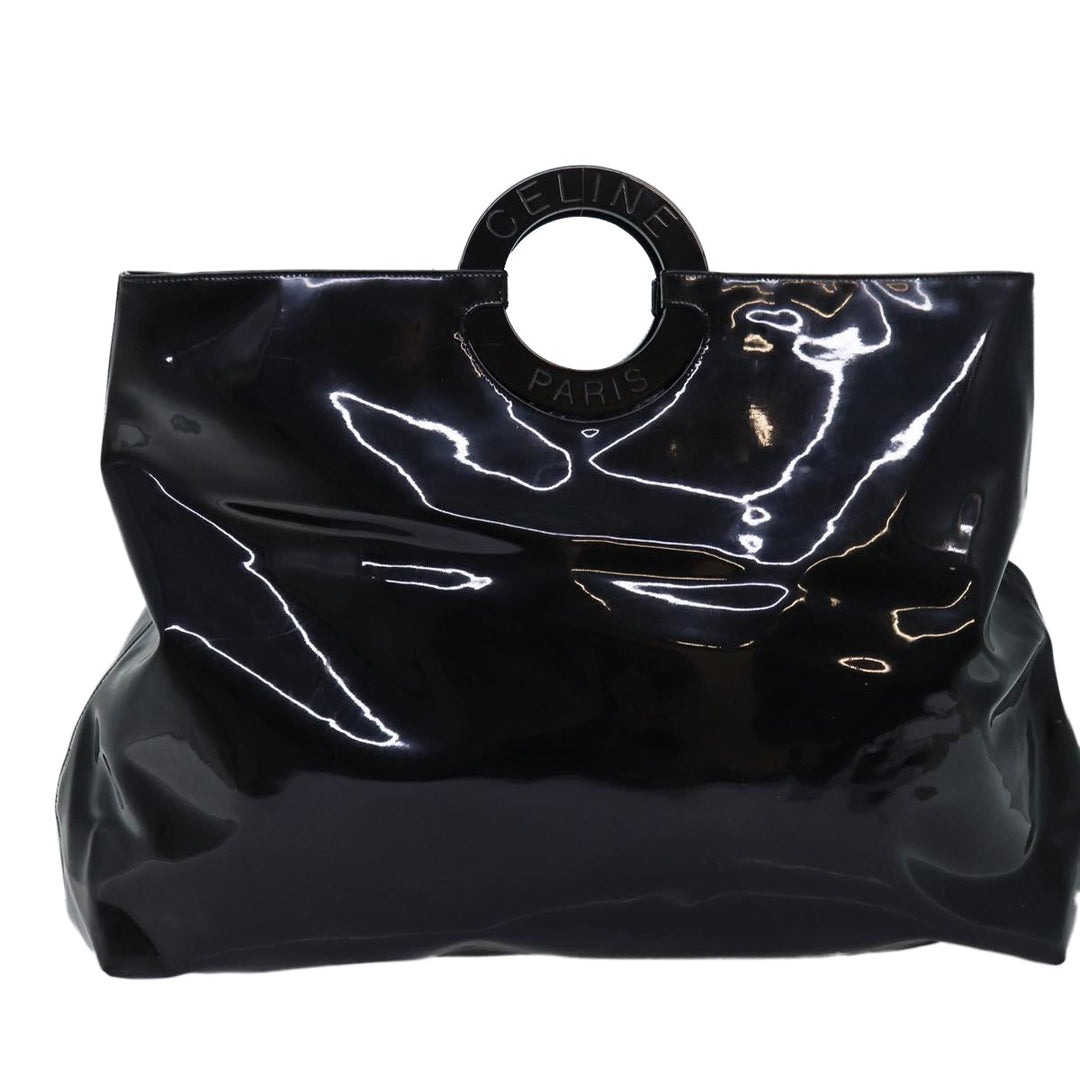 Celine Hand Bag Patent leather Black Auth 71034