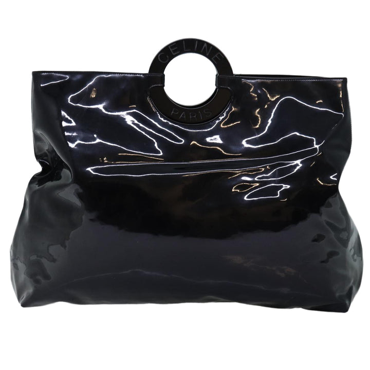 Celine Hand Bag Patent leather Black Auth 71034