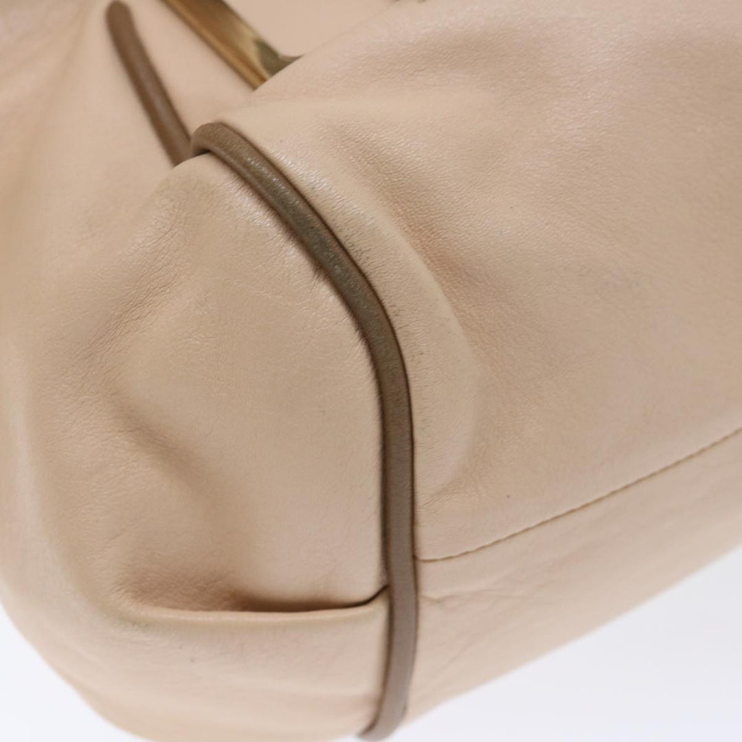 Chloe Etel Hand Bag Leather 2way Beige Black 71071