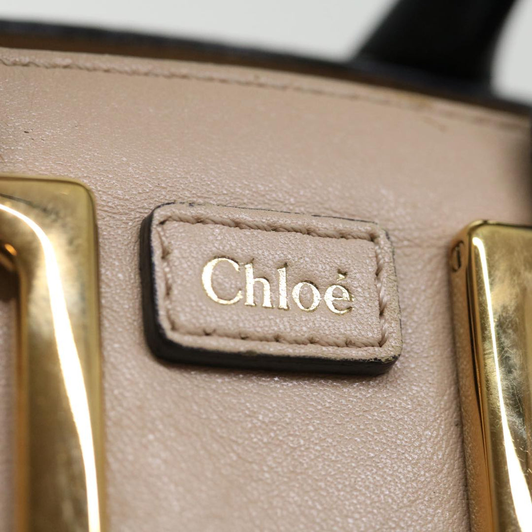 Chloe Etel Hand Bag Leather 2way Beige Black 71071