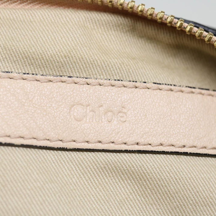 Chloe Etel Hand Bag Leather 2way Beige Black 71071