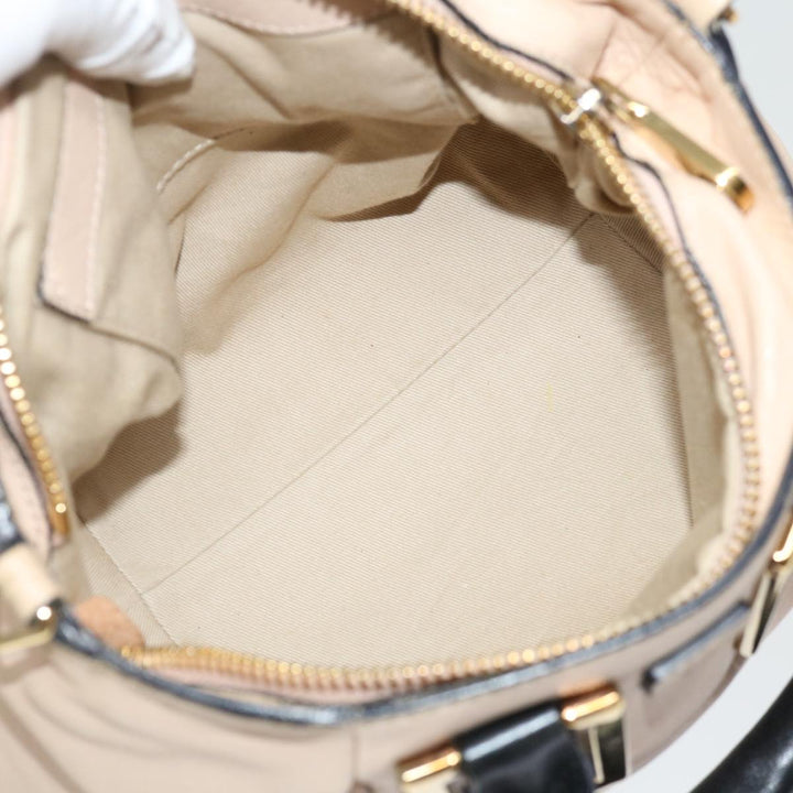 Chloe Etel Hand Bag Leather 2way Beige Black 71071