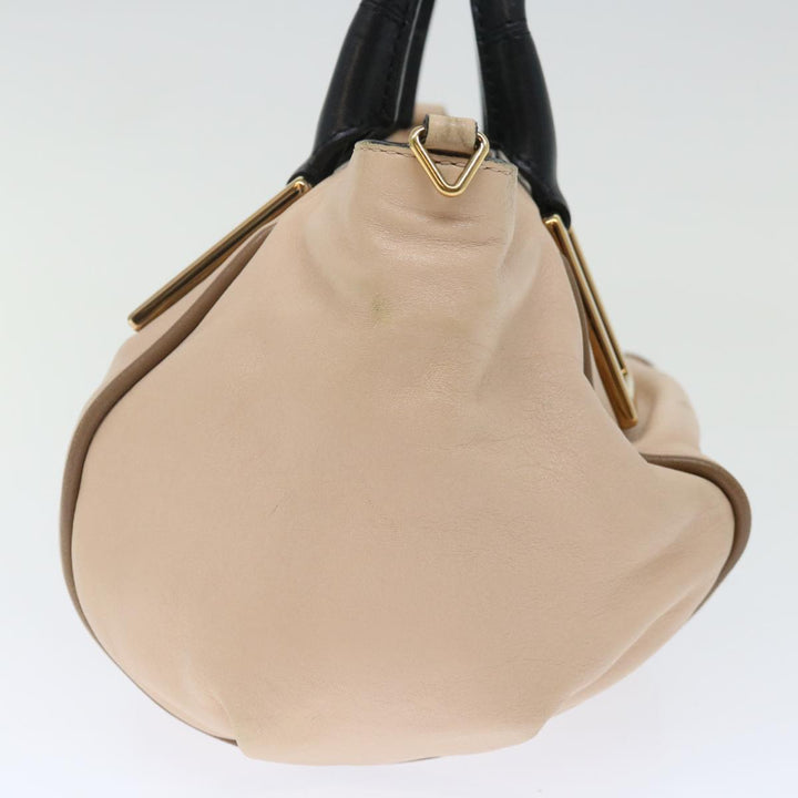 Chloe Etel Hand Bag Leather 2way Beige Black 71071