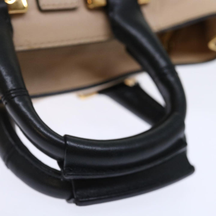 Chloe Etel Hand Bag Leather 2way Beige Black 71071