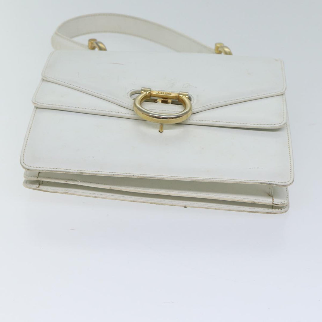 Celine Hand Bag Leather White Auth 71163