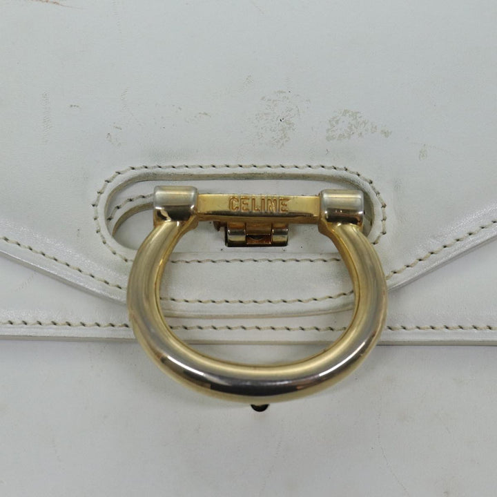 Celine Hand Bag Leather White Auth 71163