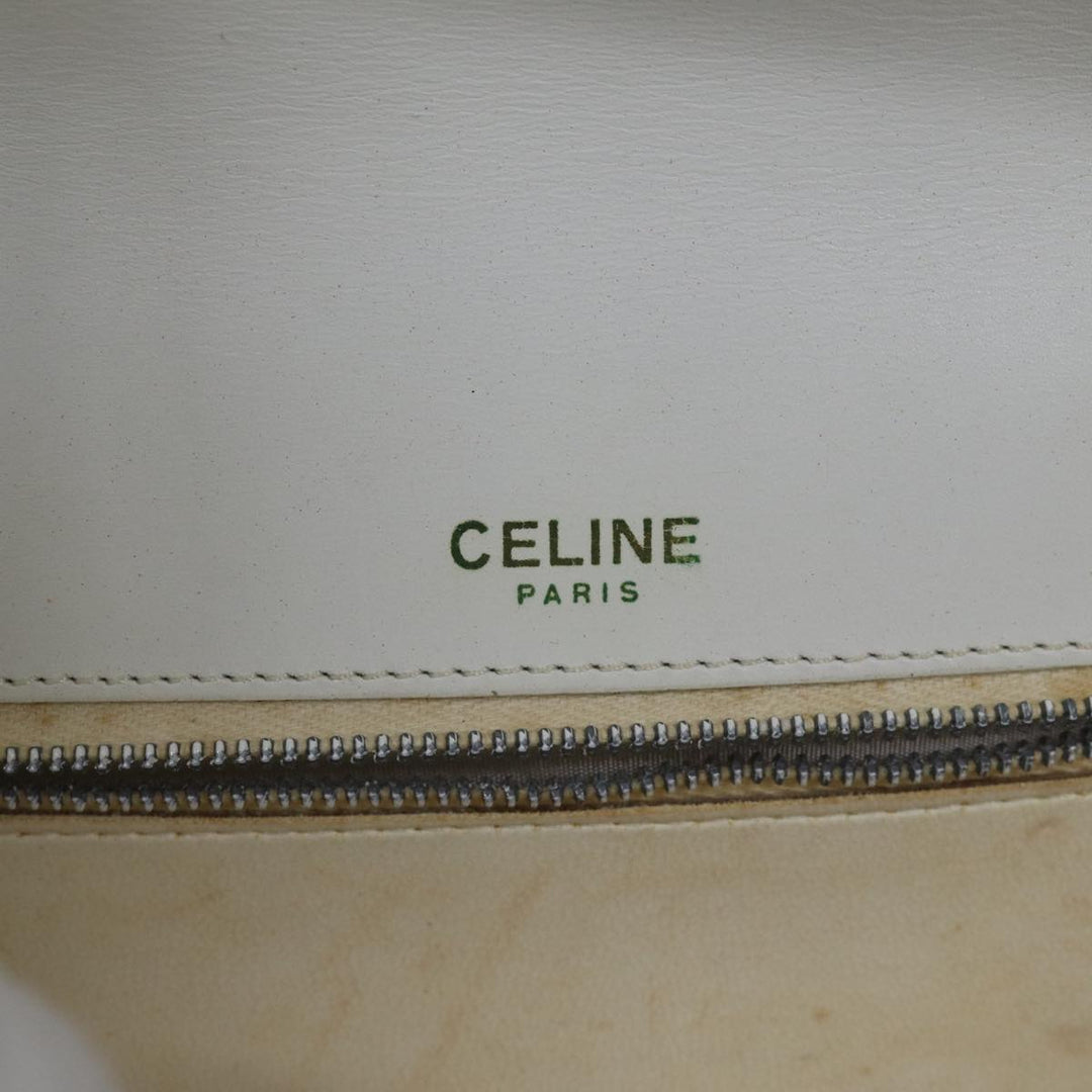 Celine Hand Bag Leather White Auth 71163