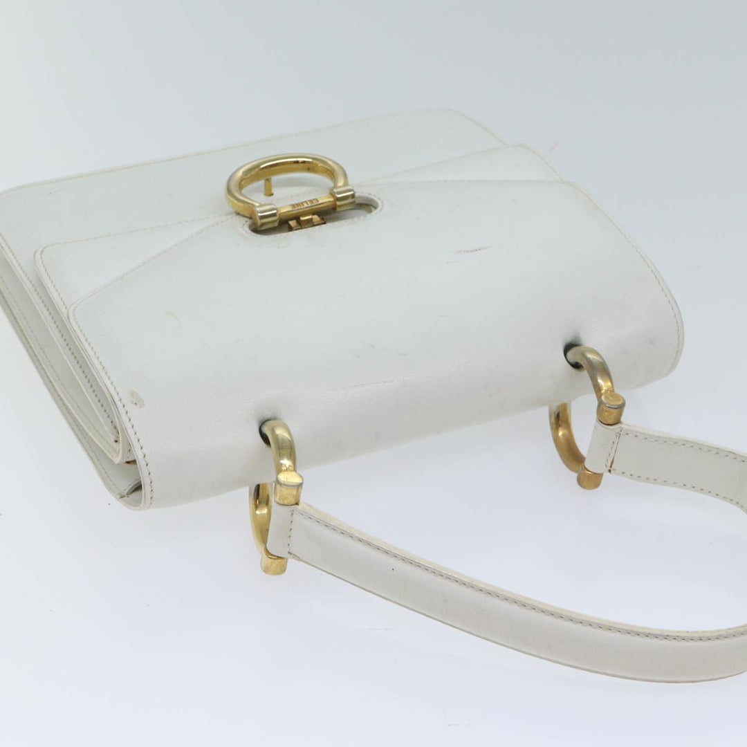 Celine Hand Bag Leather White Auth 71163
