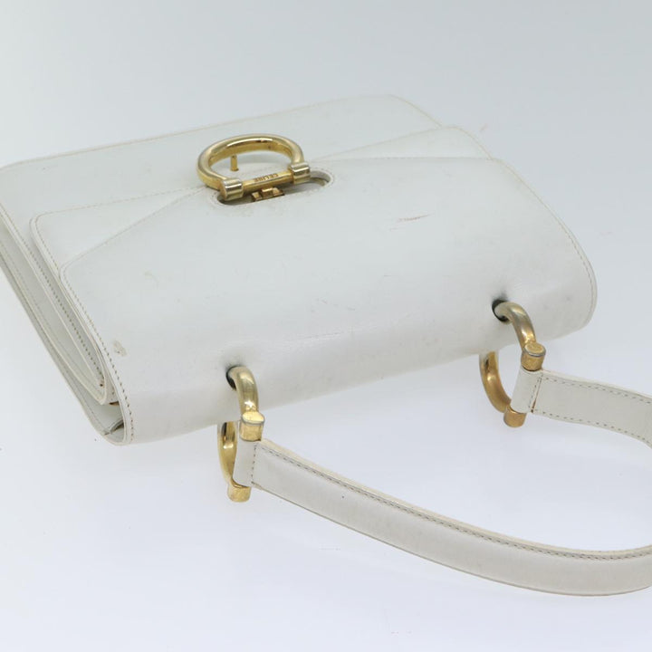 Celine Hand Bag Leather White Auth 71163