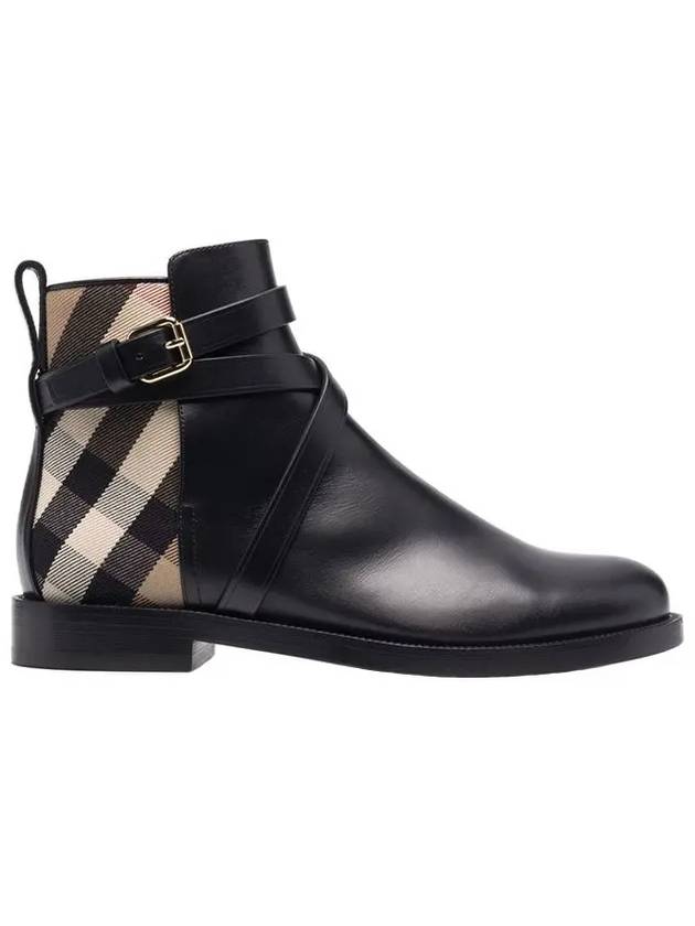 Burberry House Checked Leather Chelsea Boots Black