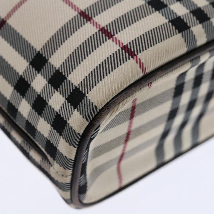 Top Quality Burberry Nova Check Hand Bag Canvas Beige Dark Brown Auth 71231