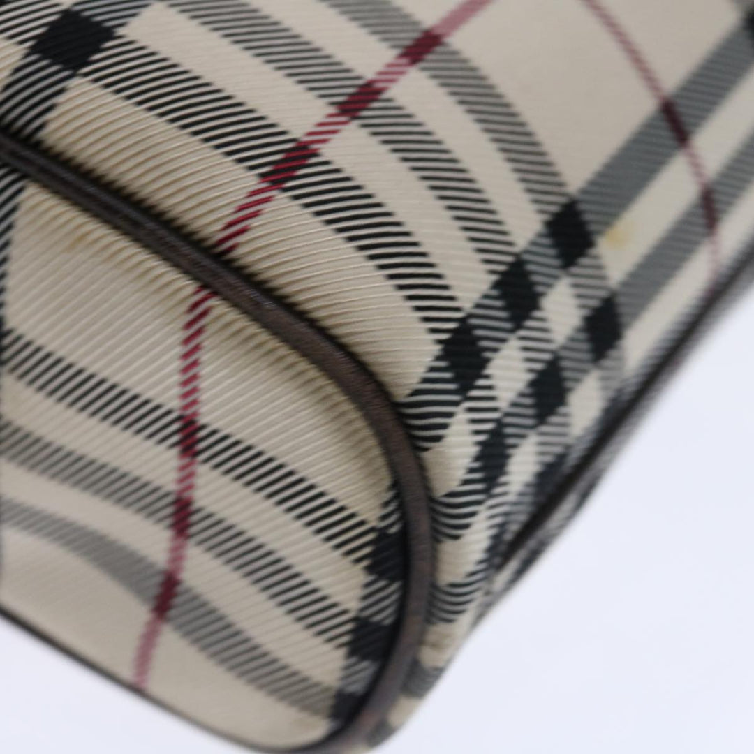 Top Quality Burberry Nova Check Hand Bag Canvas Beige Dark Brown Auth 71231