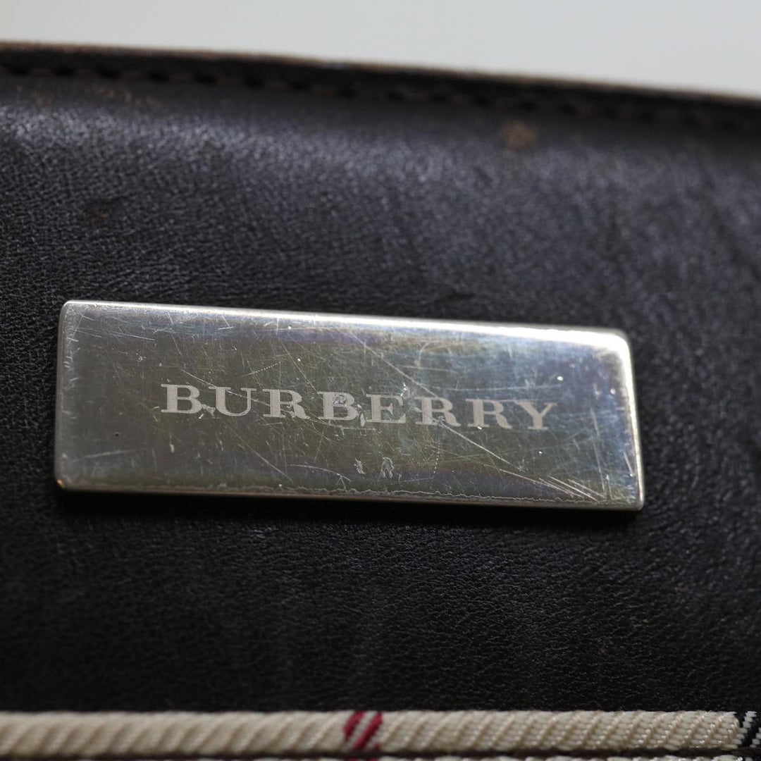 Top Quality Burberry Nova Check Hand Bag Canvas Beige Dark Brown Auth 71231