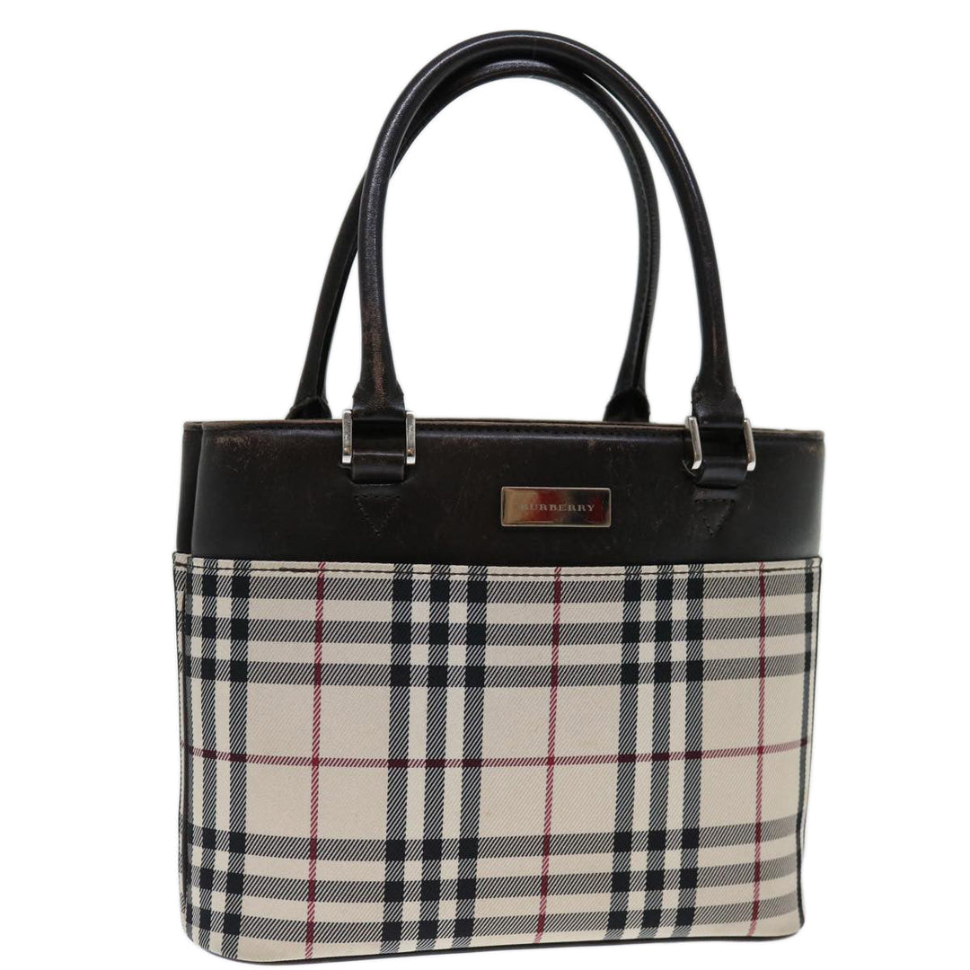 Top Quality Burberry Nova Check Hand Bag Canvas Beige Dark Brown Auth 71231
