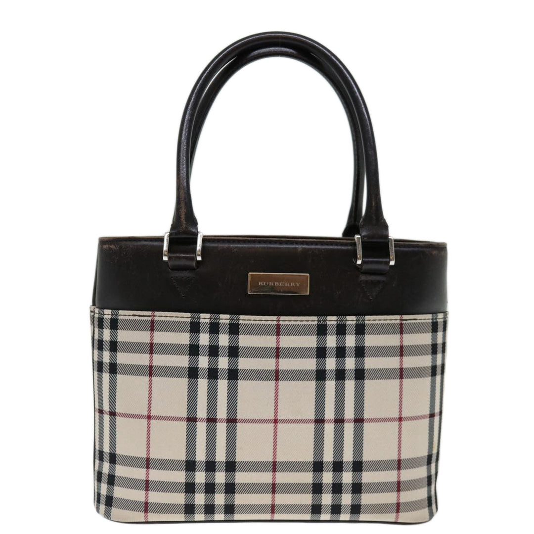 Top Quality Burberry Nova Check Hand Bag Canvas Beige Dark Brown Auth 71231