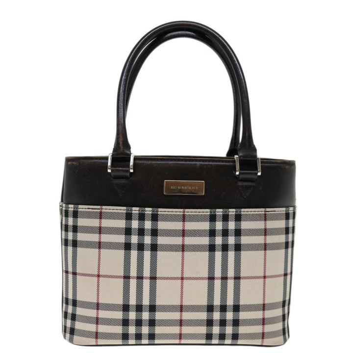 Top Quality Burberry Nova Check Hand Bag Canvas Beige Dark Brown Auth 71231