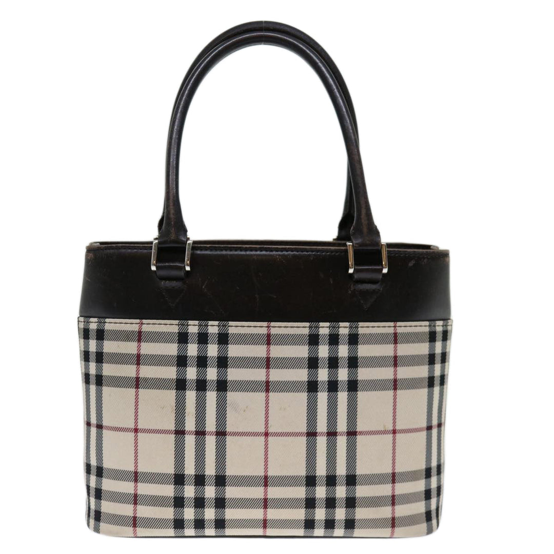 Top Quality Burberry Nova Check Hand Bag Canvas Beige Dark Brown Auth 71231
