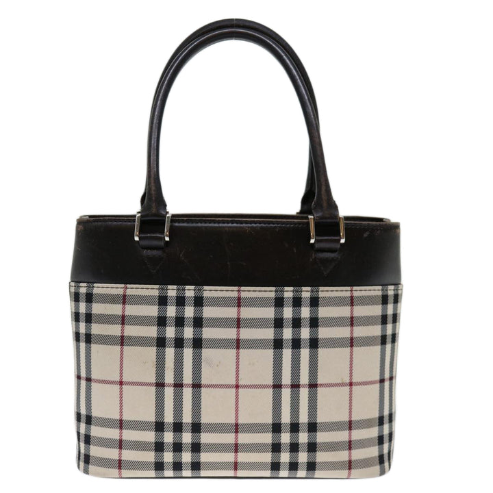 Top Quality Burberry Nova Check Hand Bag Canvas Beige Dark Brown Auth 71231