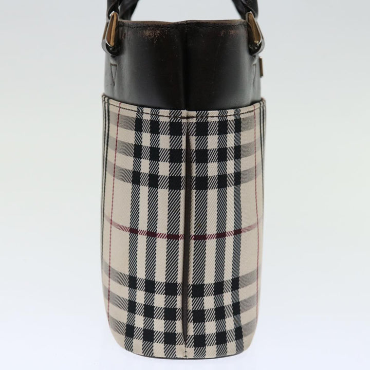 Top Quality Burberry Nova Check Hand Bag Canvas Beige Dark Brown Auth 71231