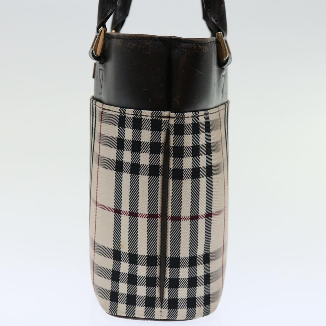 Top Quality Burberry Nova Check Hand Bag Canvas Beige Dark Brown Auth 71231