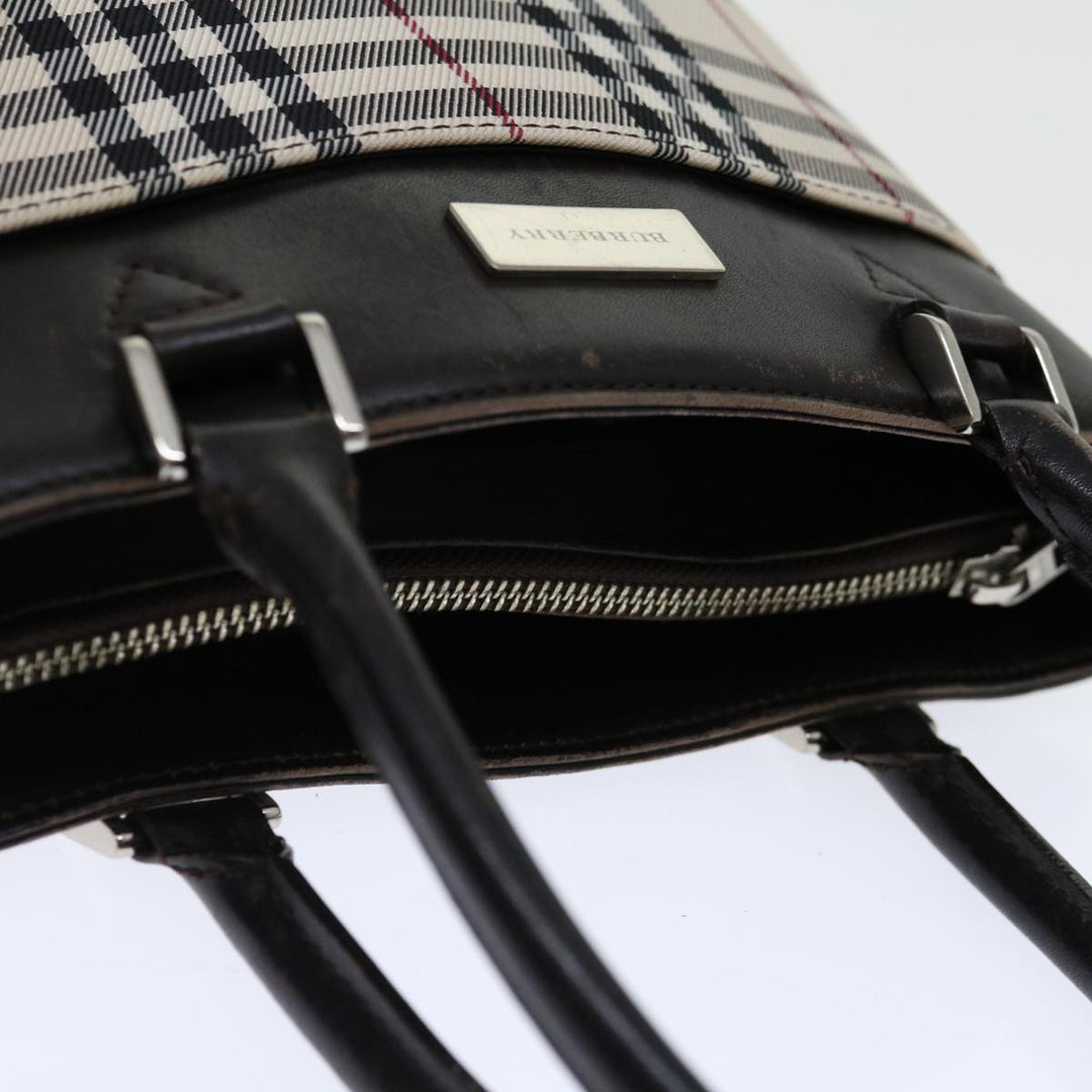 Top Quality Burberry Nova Check Hand Bag Canvas Beige Dark Brown Auth 71231