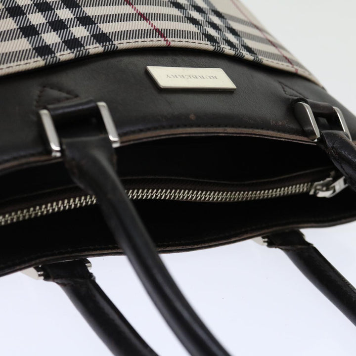 Top Quality Burberry Nova Check Hand Bag Canvas Beige Dark Brown Auth 71231
