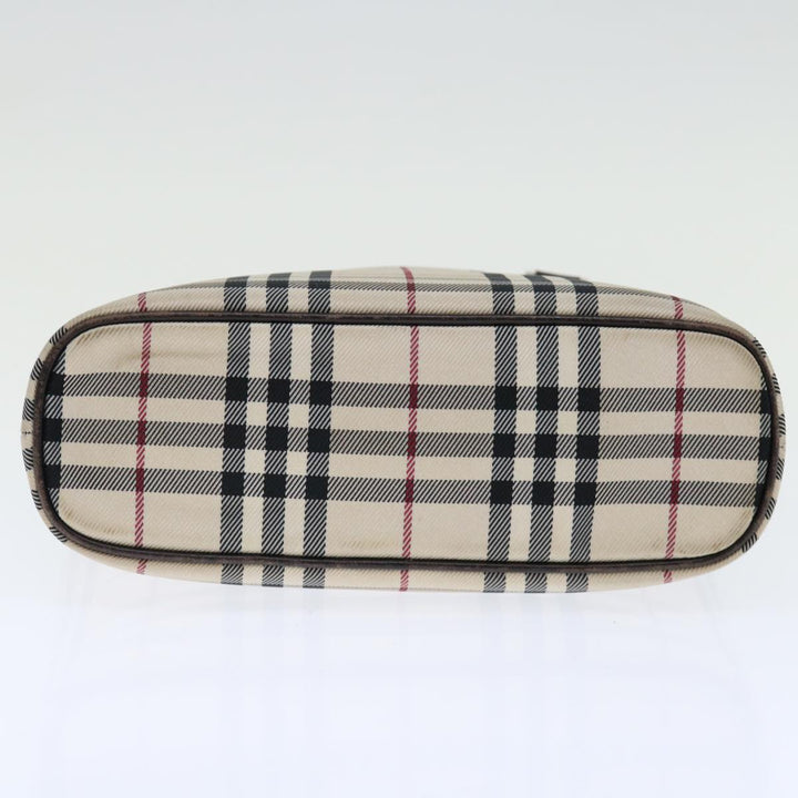 Top Quality Burberry Nova Check Hand Bag Canvas Beige Dark Brown Auth 71231