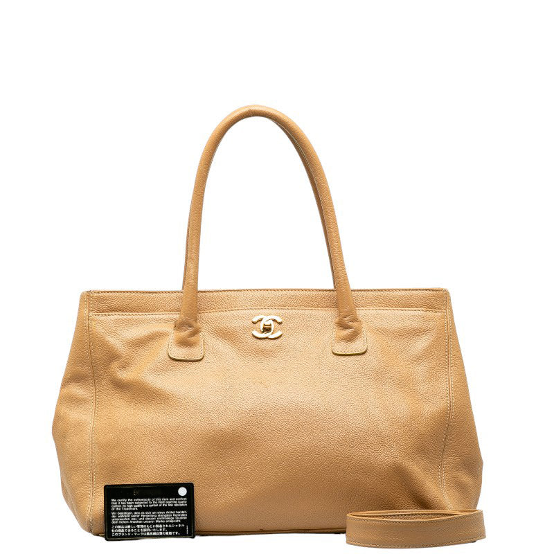 Top Quality Chanel Cocomark Executive Handbags Shoulder Bag 2WAY Beige Caviar