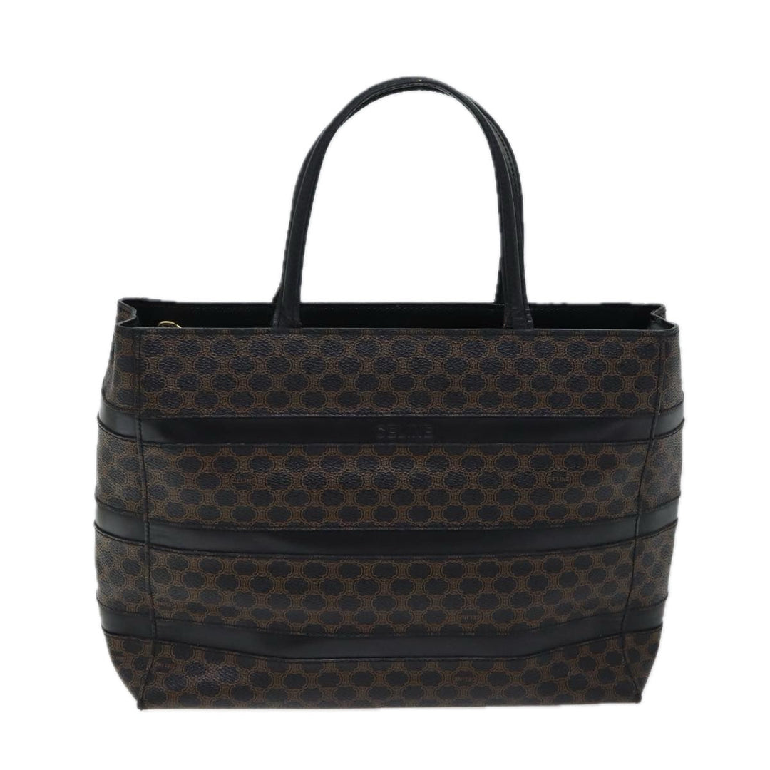 Celine Macadam Canvas Hand Bag PVC Black Auth 71339