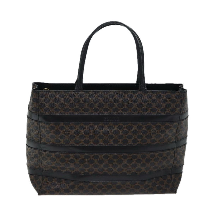 Celine Macadam Canvas Hand Bag PVC Black Auth 71339