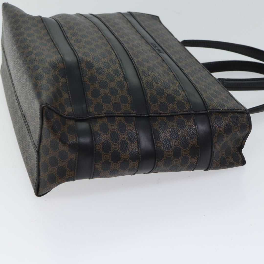 Celine Macadam Canvas Hand Bag PVC Black Auth 71339