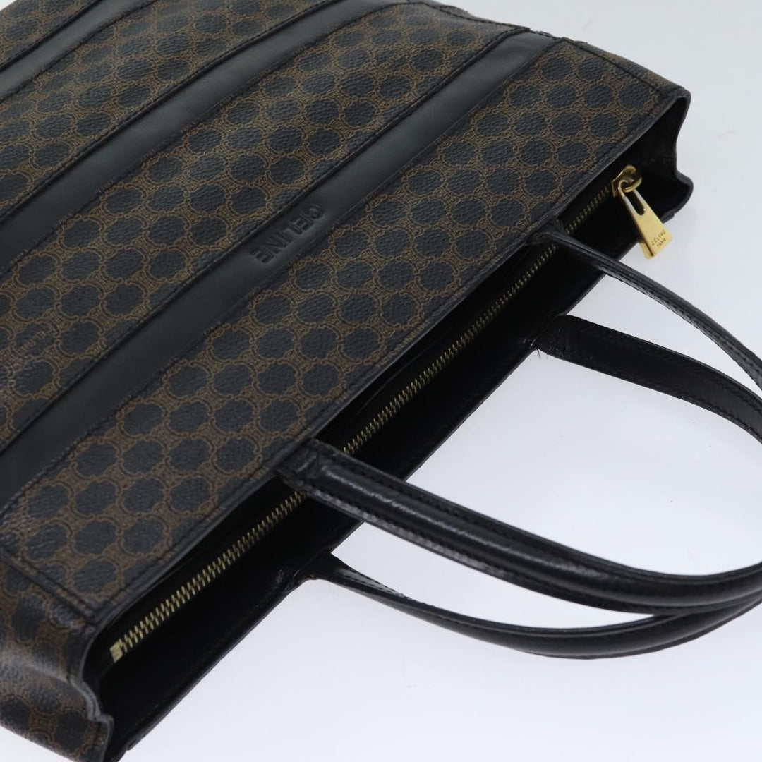 Celine Macadam Canvas Hand Bag PVC Black Auth 71339
