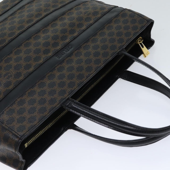 Celine Macadam Canvas Hand Bag PVC Black Auth 71339