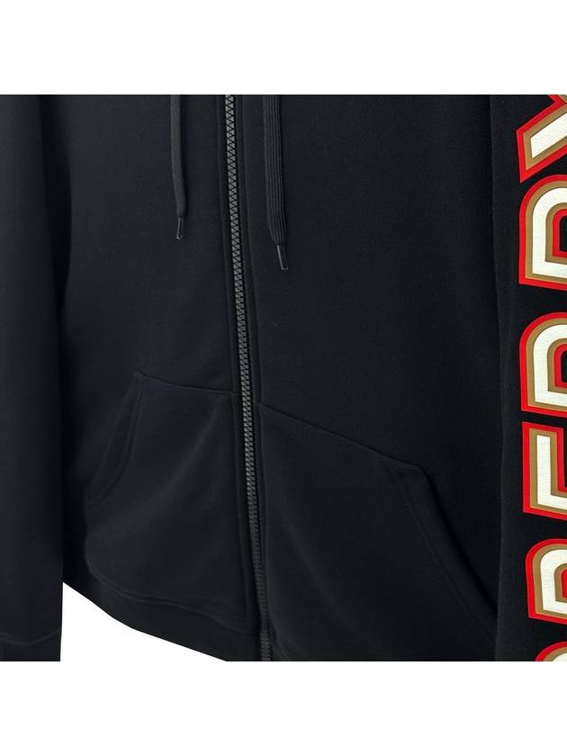 Burberry Logo Print Overfit Zip-Up Hoodie Black