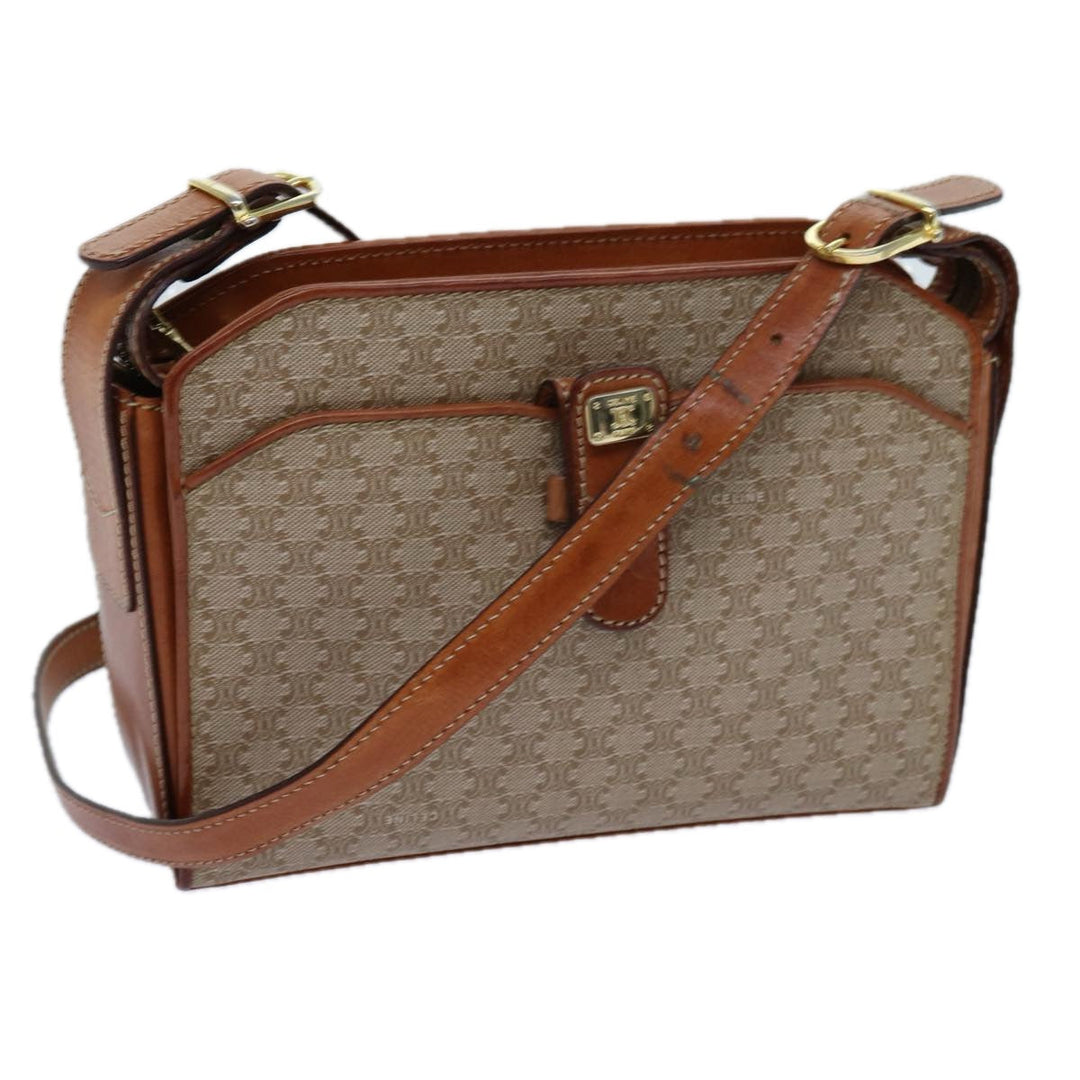 Celine Macadam Canvas Shoulder Bag Beige  71426
