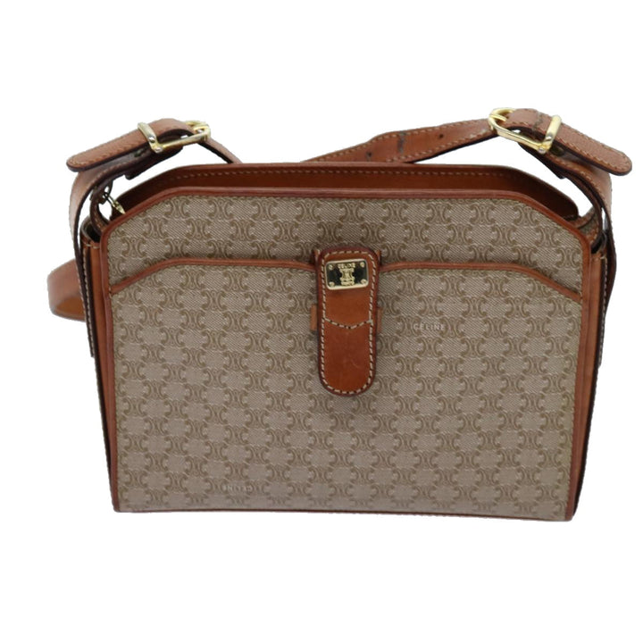 Celine Macadam Canvas Shoulder Bag Beige  71426