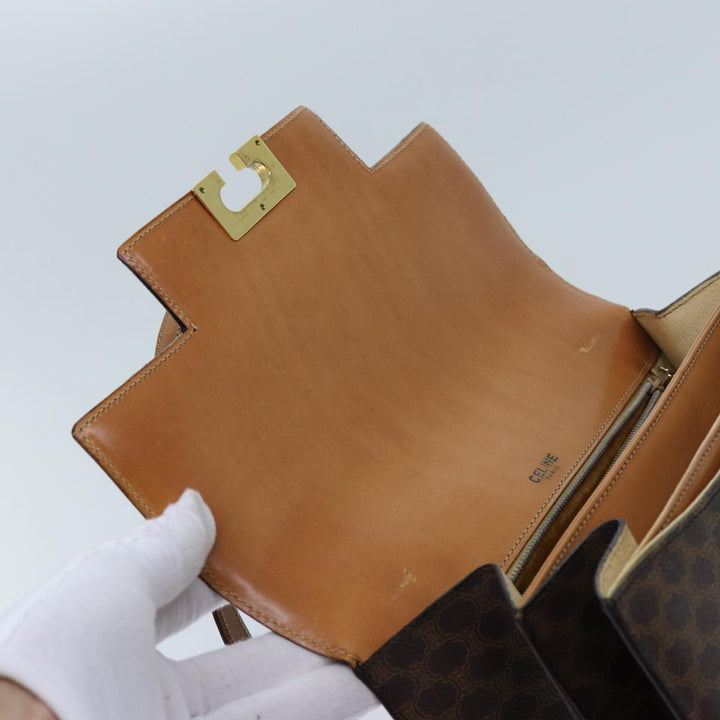 Celine Macadam Canvas Shoulder Bag PVC Brown Auth 71427