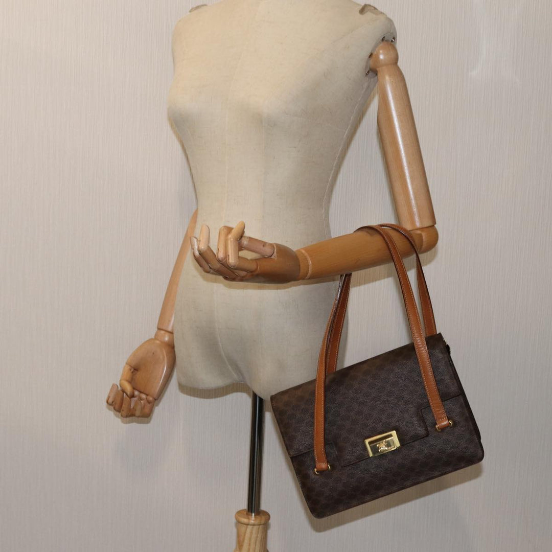 Celine Macadam Canvas Shoulder Bag PVC Brown Auth 71427