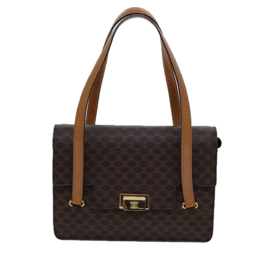 Celine Macadam Canvas Shoulder Bag PVC Brown Auth 71427