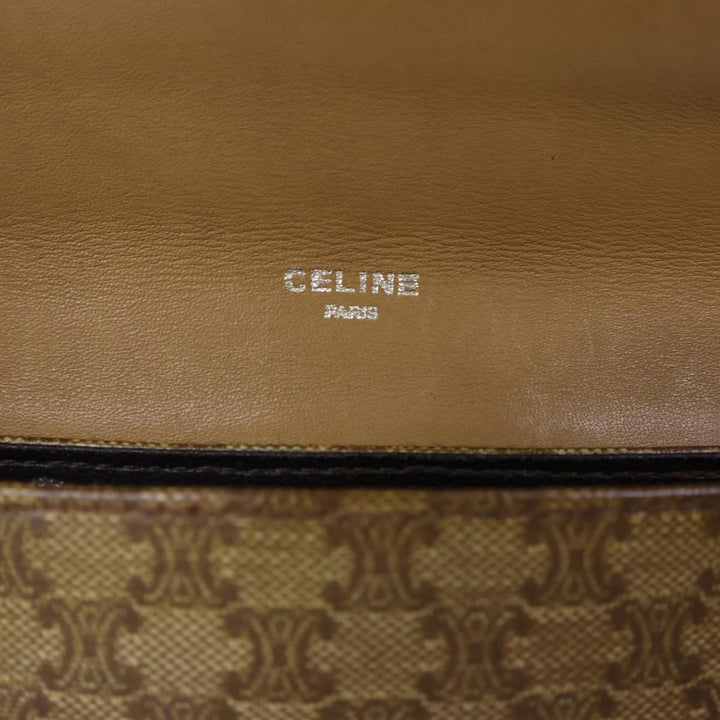 Celine Macadam Canvas Shoulder Bag Coated Canvas Beige Auth 71434