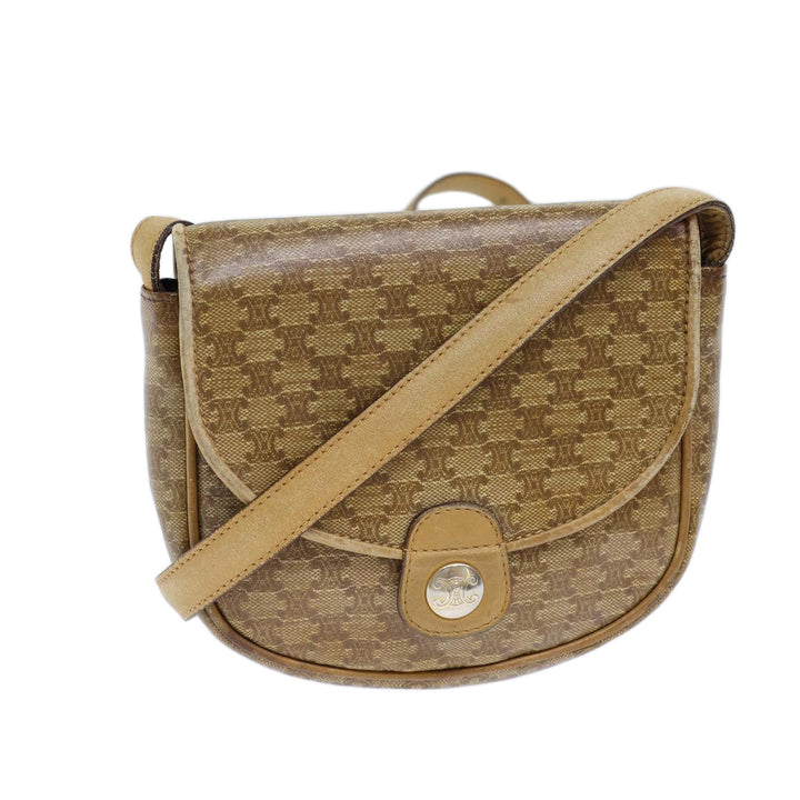 Celine Macadam Canvas Shoulder Bag Coated Canvas Beige Auth 71434