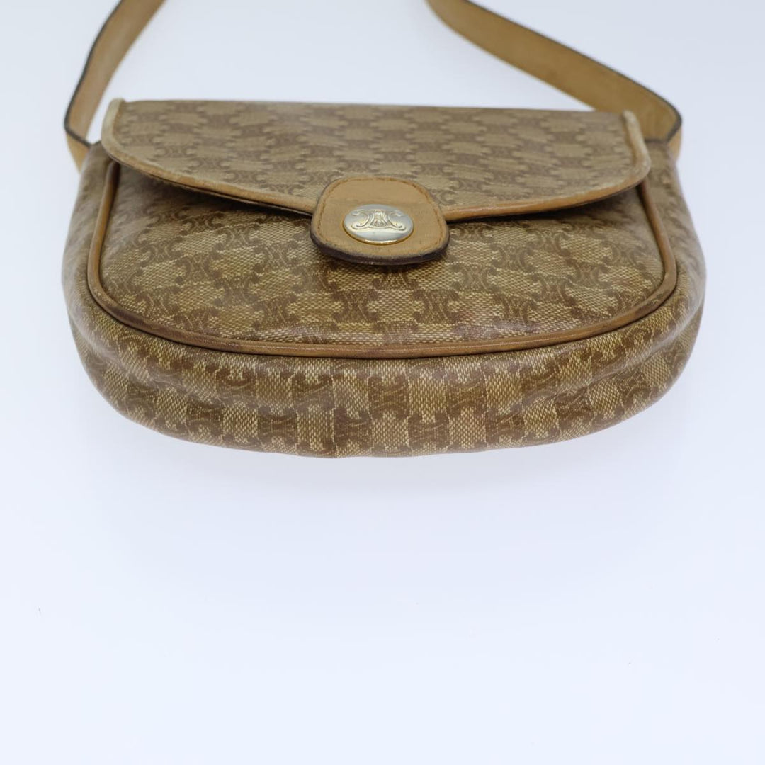 Celine Macadam Canvas Shoulder Bag Coated Canvas Beige Auth 71434