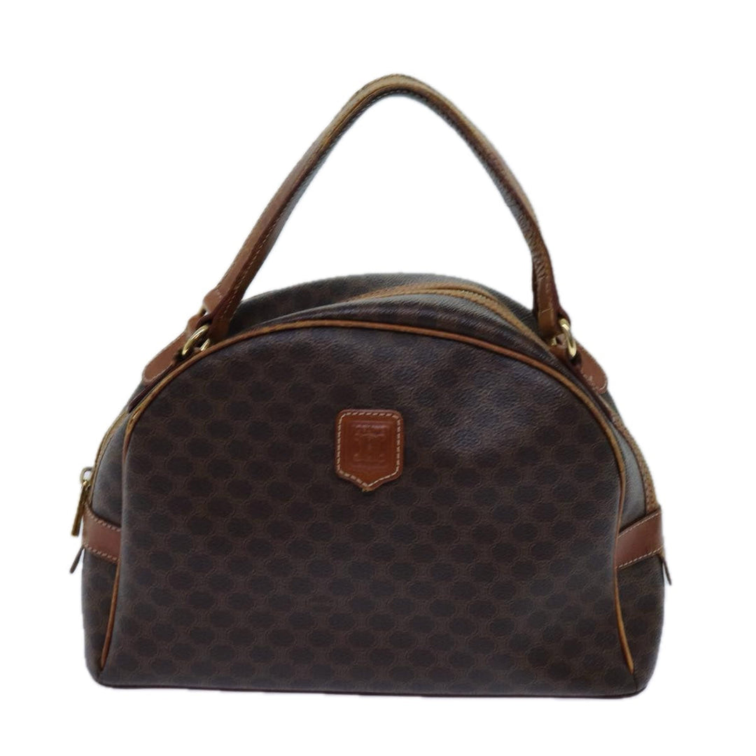 Celine Macadam Canvas Hand Bag PVC Brown Auth 71537
