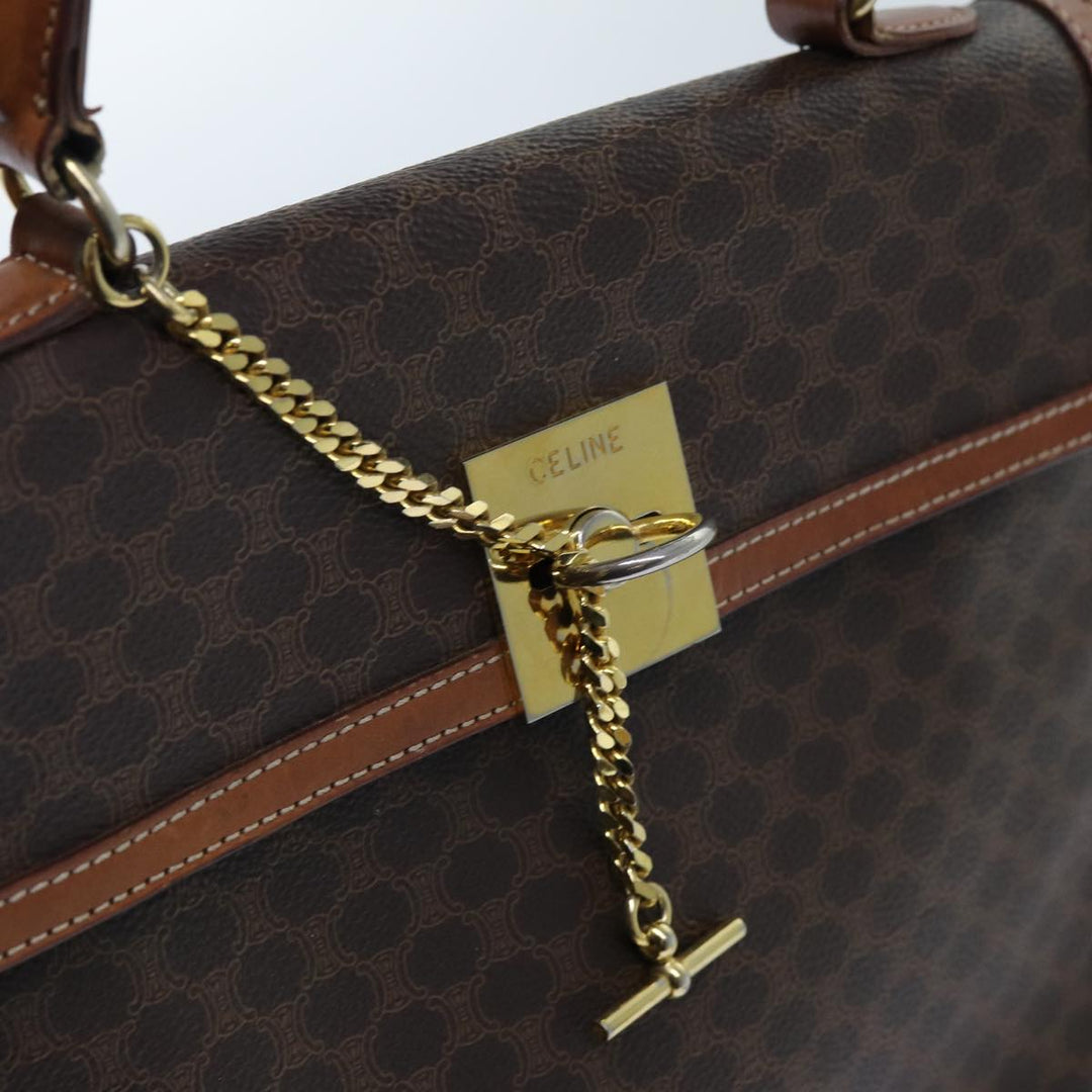 Celine Macadam Canvas Hand Bag PVC Brown  71538