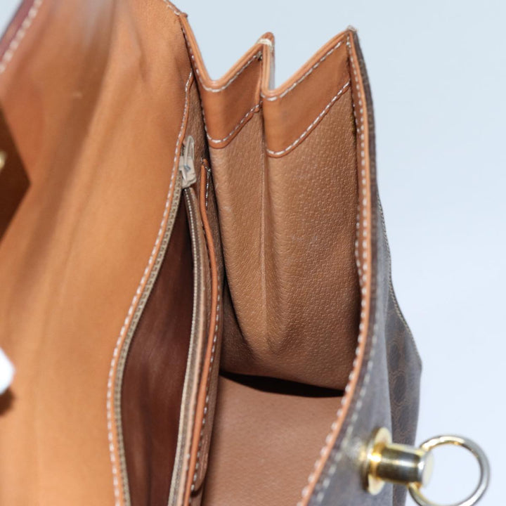 Celine Macadam Canvas Hand Bag PVC Brown  71538