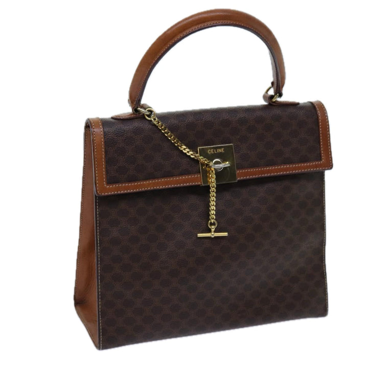 Celine Macadam Canvas Hand Bag PVC Brown  71538