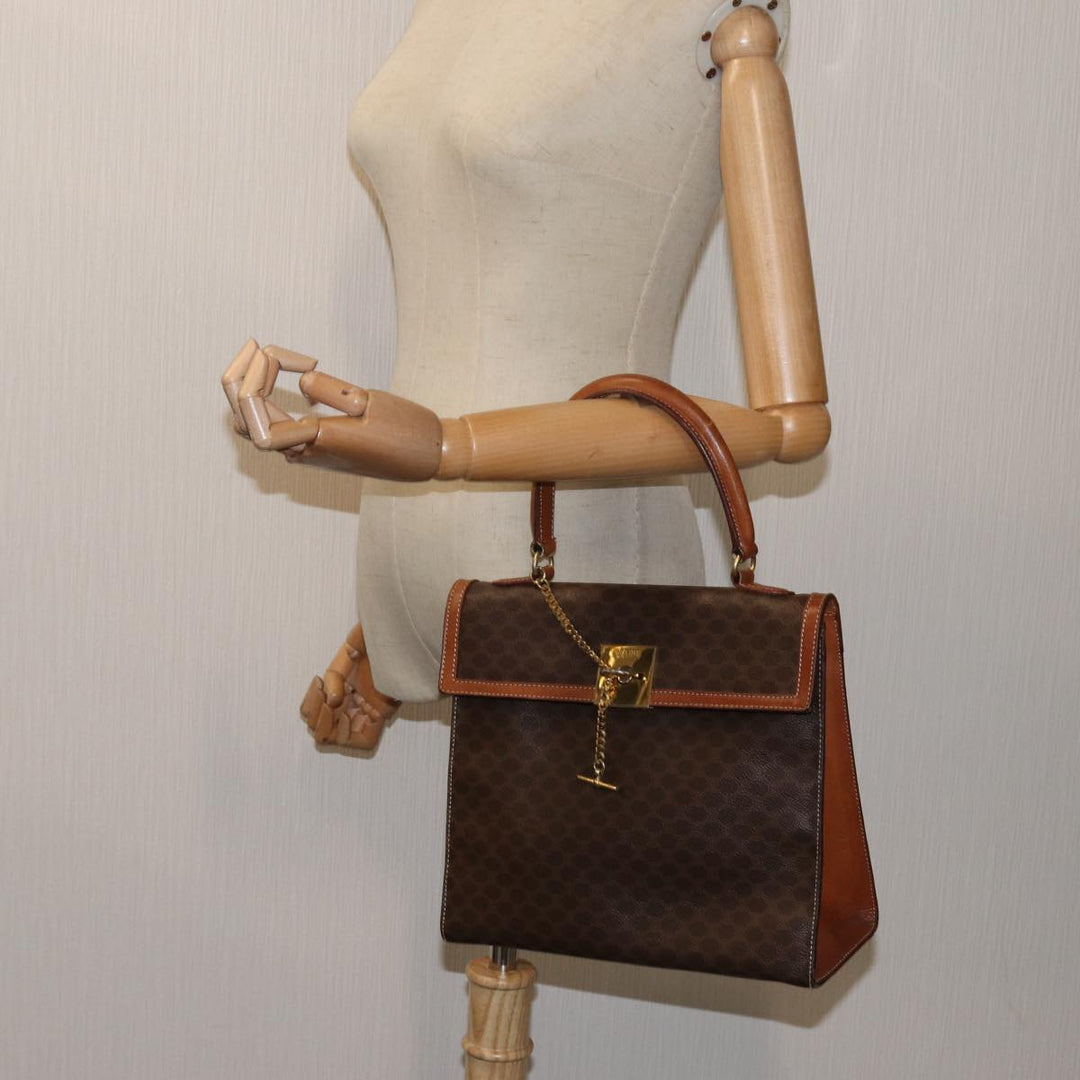 Celine Macadam Canvas Hand Bag PVC Brown  71538