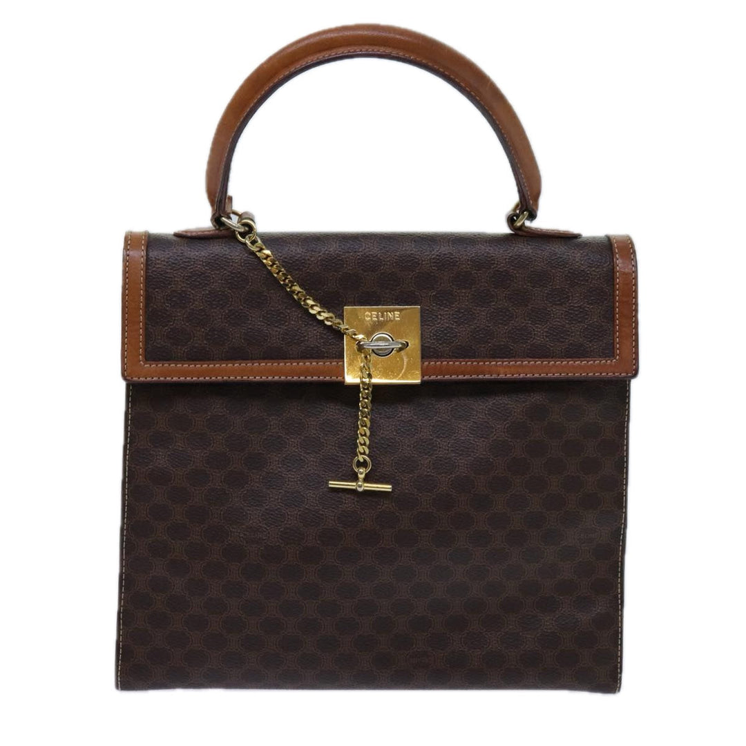 Celine Macadam Canvas Hand Bag PVC Brown  71538
