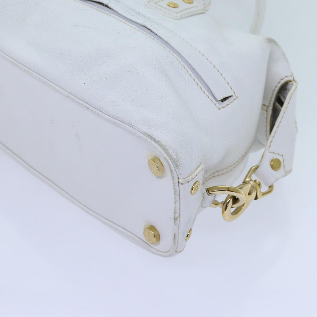 Celine Hand Bag Leather White Auth 71541
