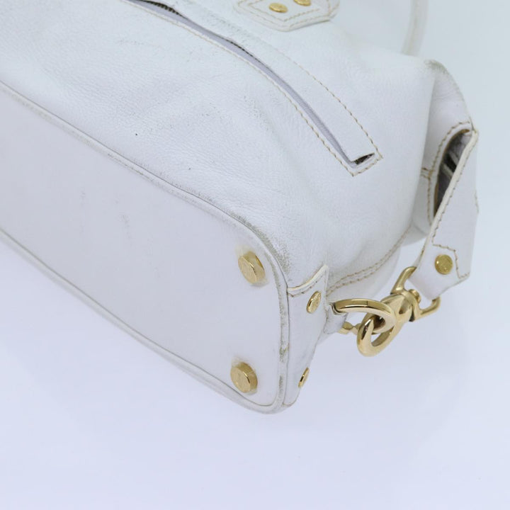Celine Hand Bag Leather White Auth 71541